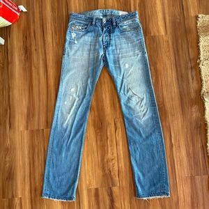 DIESEL Safado Denim Blue Jeans 30W x 32L Light Wash 008MX Straight Distressed